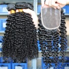 Sunny Queen Brazilian Virgin Human Hair Kinky Curly Lace Closure with 3pcs Hair Weaves