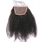 Sunny Queen Mongolian Virgin Hair Afro Kinky Curly Three Part Lace Closure 4x4inches Natural Color