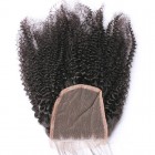 Sunny Queen Indian Remy Hair Afro Kinky Curly Three Part Lace Closure 4x4inches Natural Color