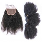 Sunny Queen Indian Remy Hair Afro Kinky Curly Three Part Lace Closure with 3pcs Weaves