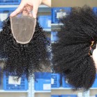 Sunny Queen Malaysian Virgin Hair Afro Kinky Curly Three Part Lace Closure with 3pcs Weaves
