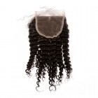 Sunny Queen Malaysian Virgin Hair Kinky Curly Three Part Lace Closure 4x4inches Natural Color 