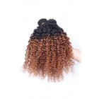 Sunny Queen Peruvian Virgin Human Hair Kinky Curly Ombre Hair Weave Color 1b/#30 3 Bundles