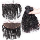 Sunny Queen 3Pcs Hair Bundles With Lace Frontal Closure Malaysian Virgin Hair Kinky Curly Natural Color