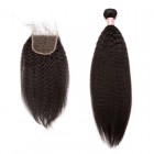 Sunny Queen Brazilian Virgin Hair Kinky Straight Free Part Lace Closure with 4pcs Weaves