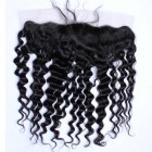 Sunny Queen Natural Color Deep Wave Brazilian Virgin Hair Silk Base Lace Frontal Closure 13x4inches