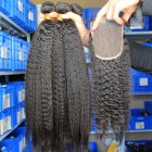 Sunny Queen Malaysian Virgin Hair Kinky Straight Free Part Lace Closure with 3pcs Weaves