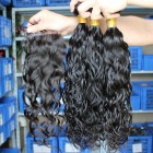 Sunny Queen Indian Virgin Hair Water wave Free Part Lace Closure with 3pcs Weaves