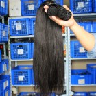Sunny Queen Indian Virgin Human Hair Extensions Weave Yaki Straight 4 Bundles Natural Color