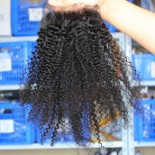 Sunny Queen Brazilian Virgin Hair Afro Kinky Curly Free Part Lace Closure 4x4inches Natural Color
