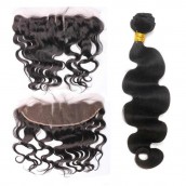 Sunny Queen Brazilian Virgin Hair Body Wave Lace Frontal Closure With 4 Pcs Hair Bundles Natural Color