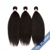 Sunny Queen Natural Color Kinky Straight Brazilian Virgin Human Hair Extensions Weave 3 Bundles