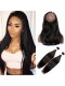 Pre Plucked 360 Lace Frontal Closure With 2 Bundles Brazilian Straight Human Virgin Hair