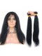 Brazilian Virgin Hair Yaki Straight 360 Lace Frontal Band Natural Hairline With Two Bundles