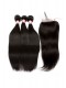 Brazilian Virgin Hair Silk Straight Middle Part Lace Closure with 3pcs Weaves