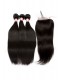 Malaysian Virgin Hair Silky Straight Three Part Lace Closure with 3pcs Weaves