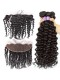 Natural Color Deep Wave Brazilian Virgin Hair Lace Frontal Closure Free Part With 3pcs Weaves