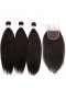 Brazilian Virgin Hair Kinky Straight Free Part Lace Closure with 3pcs Weaves