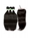 Indian Virgin Hair Silky Straight Free Part Lace Closure with 3pcs Weaves