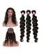 360 Frontal Closure With 3 Bundles Loose Wave Brazilian Virgin Hair 360 Lace Band Frontal with Cap