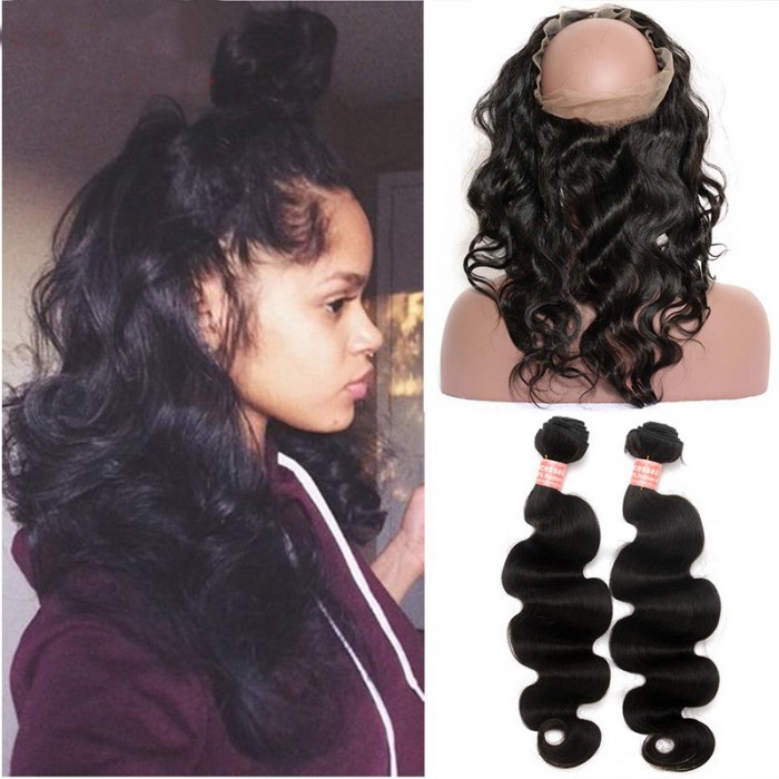 360 Lace Frontal Closure With 2 Bundles Brazilian Virgin Hair Body