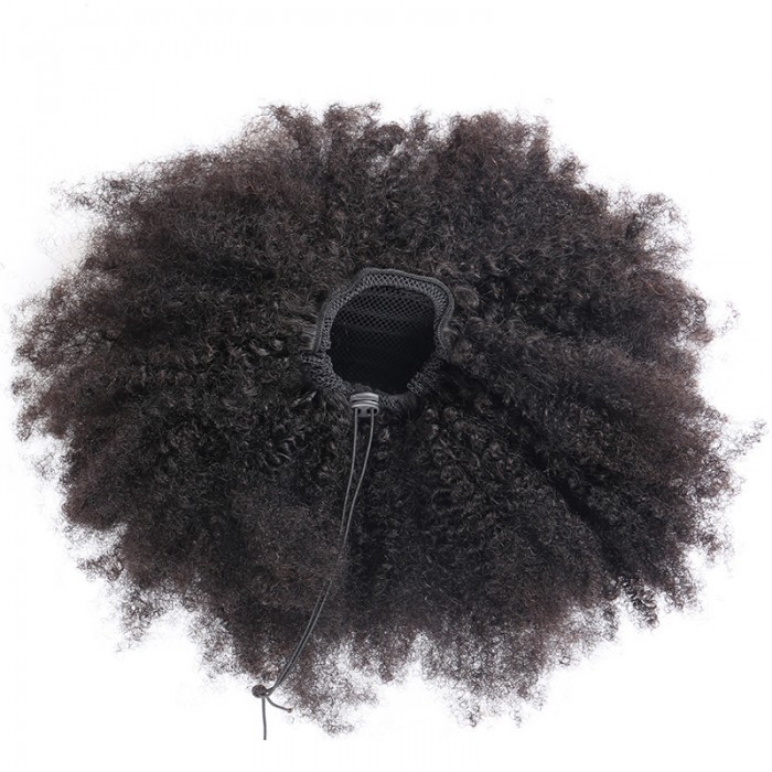 Human Hair Extensions Kinky Curly Ponytails Hairpieces Natural