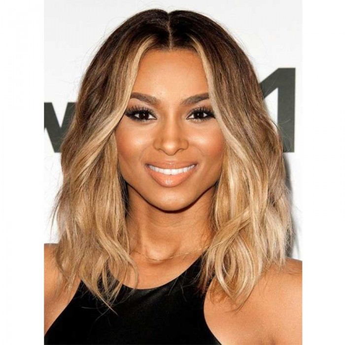 Ciara Inspired Ombre Blonde Color Wavy Short Bob Lace Front Human Hair Wigs Sunnyqueenhair
