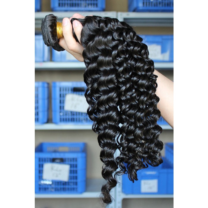 Indian Virgin Human Hair Extensions Weave Deep Wave 4 Bundles