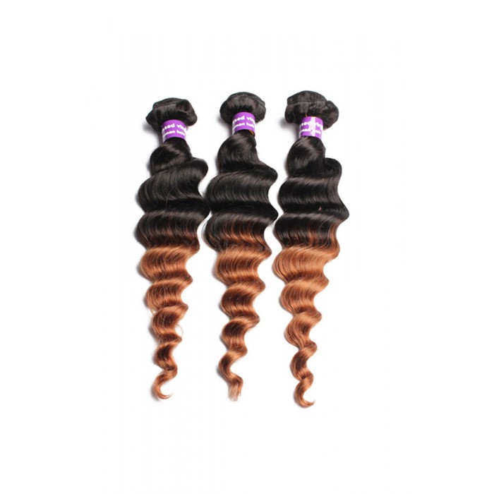 Ombre Hair Weave Color1b 30 Loose Wave Virgin Human Hair 3