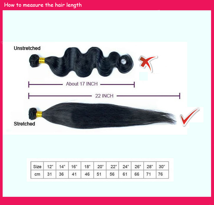 SunnyQueenHair.com How to measure hair length on hair extensions